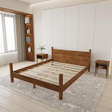 Renazzo Mirage Model Ceviz Renk Çam Ahşap Karyola