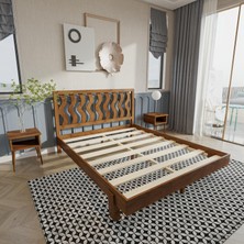 Renazzo Siena New Model Ceviz Renk Çam Ahşap Karyola
