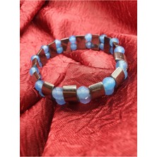 Doğal Taş Dünyası  Mavi Doğal Hematit Akik Taşı Rolex Bileklik