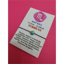 Doğal Taş Dünyası Sertifikalı Akrep Burcu Turkuaz Doğal Taş Ip Burç Bilekliği