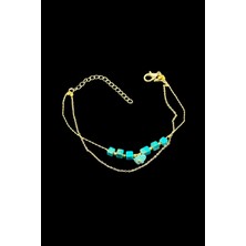 Doğal Taş Dünyası Sertifikalı Doğal Taş Turkuaz Taşı Bileklik Aaa Kalite El Yapımı