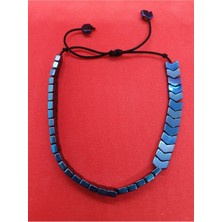 Doğal Taş Dünyası Mavi Doğal Hematit Taşı Ayarlanabilir Bileklik