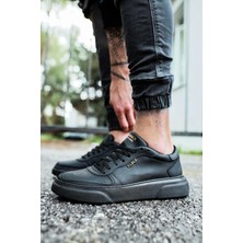 Shoecide Bağcıklı Özel Tasarım Cilt Ortopedik Taban Siyah (Siyah ) Erkek Günlük Sneaker Ayakkabı