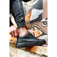 Shoecide Bağcıklı Özel Tasarım Cilt Ortopedik Taban Siyah (Siyah ) Erkek Günlük Sneaker Ayakkabı