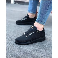 Shoecide Bağcıklı Desenli Malzeme Kömür Erkek Casual Günlük Ayakkabı