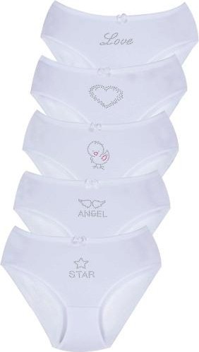 New Lilla 002 Kız Çocuk 5'li Taş Baskılı Külot Paketi %95 Pamuk Yumuşak Dokulu Beyaz Renk görsel 4
