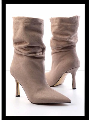 Bambi Vizon Süet  Kadın Bot & Bootie K02718025202