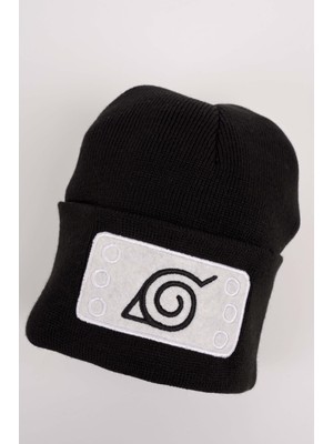 Touz Anime Naruto Konoha Nakış Işleme Unisex Siyah  Bere