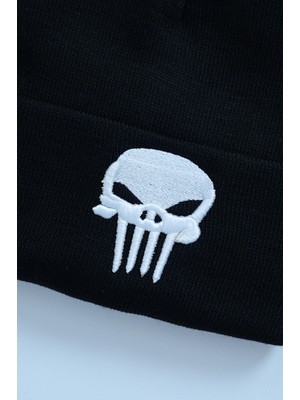 Touz Anime Punisher Nakış Işleme Unisex Siyah  Bere