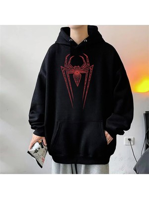 Touz Moda Spider Web Baskılı Unisex Oversize Hoodie