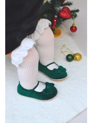 First Step Yeşil Kadife Kız Bebek Lastikli Ilk Adım BABET-F-543