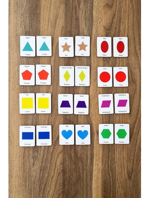 Woody City Ahşap Geometrik Şekiller Zeka Kartları Eşleştirme Oyunu Okul Öncesi Eğitim Materyali