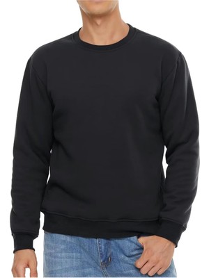 Ghassy Co. Erkek Ultra Termal Sherpa Peluş Astarlı Bisiklet Yaka Sweatshirt