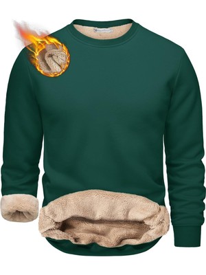 Ghassy Co. Erkek Ultra Termal Sherpa Peluş Astarlı Bisiklet Yaka Sweatshirt