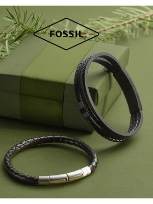 Fossil Erkek Siyah Deri JF03098-001 Bileklik