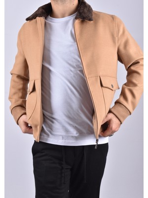 Brango 71128  Yaka Kürklü Mont/camel/3xl