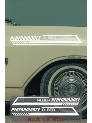 Fiat Albea Yan Şerit Performance Oto Araba Sticker Sağ ve Sol Beyaz 55*16 cm