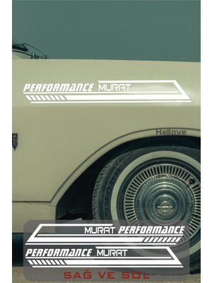 Tofaş Murat Yan Şerit Performance Oto Araba Sticker Sağ ve Sol Beyaz 55*16 cm
