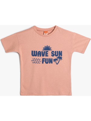 Koton Slogan Baskılı Kısa Kollu Tişört Pamuklu