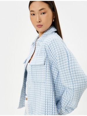 Koton Tüvit Ceket Kapaklı Cepli Düğmeli Manşet Yaka