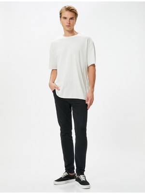 Koton Skinny Fit Kot Pantolon Michael Jean Erkek Düşük Bel Dar Kesim Siyah Renk