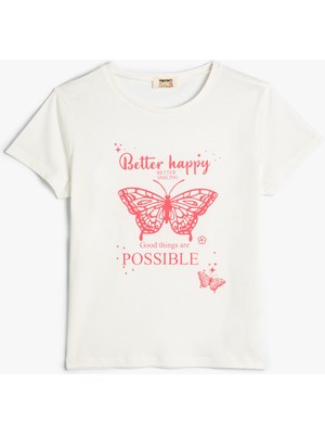 Koton Kelebekli Tişört Kısa Kollu Pamuklu