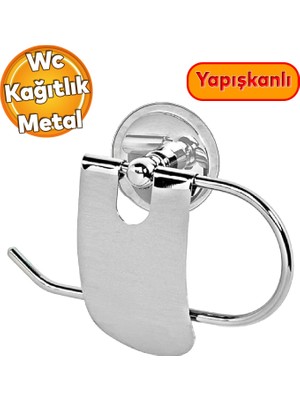 Badem10 Yapışkanlı Tuvalet Kağıtlık Aparat Kapalı Wc Kağıt Standı Bez Havluluk Paslanmaz Metal Sağlam Krom