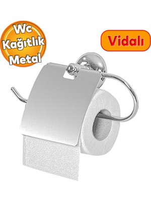 Badem10 Tuvalet Kağıtlık Aparat Kapalı Wc Kağıt Standı Paslanmaz Metal Sağlam Vidalı Krom Renk