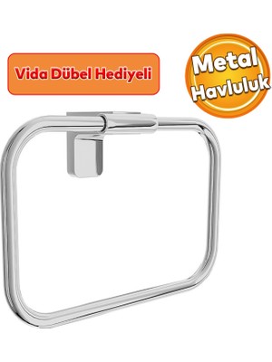 Badem10 Metal Sağlam Vidalı Krom Renk Havluluk Aparat Banyo Mutfak Lavabo Havlu Standı Paslanmaz