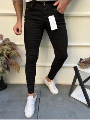 Lina Trend Erkek Siyah Slim Fit Likralı Erkek Kot Pantolon