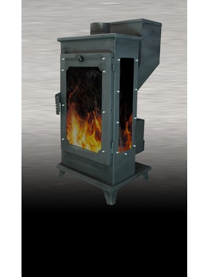 Ms Pelet Sobası  3 Camlı Şömine Tipi F002 Modeli