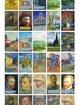 Guguk Van Gogh Alıntılar 54 Adet Poster Seti, Oda Dekoru