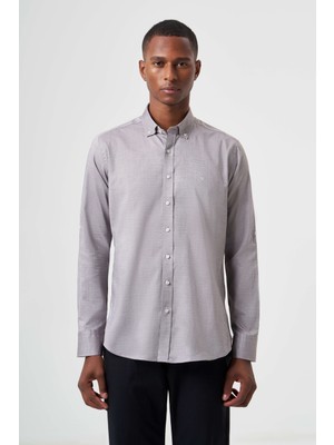 Bisse Regular Fit Paşa Yaka Kol İçi Apoletli Kahve Erkek Gömlek GM23Y231146_D11