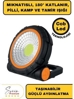 Svein Taşınabilir Cep Boy Pilli Mıknatıslı Katlanır Ayaklı Kamp Bahçe Ev Için Mini Cob Projektör LED Işık