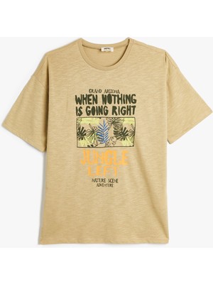 Koton Tişört Kısa Kollu Doğa Temalı Baskılı Pamuklu