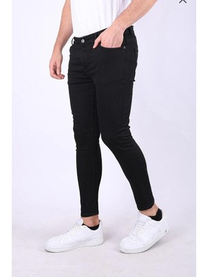 Lina Trend Erkek Siyah Düz Klasik Rahat Slim Fit Italyan Kesimi- Regular Fit Likralı Erkek Kot Pantolon