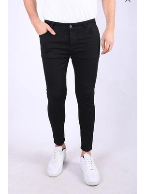 Lina Trend Erkek Siyah Düz Klasik Rahat Slim Fit Italyan Kesimi- Regular Fit Likralı Erkek Kot Pantolon