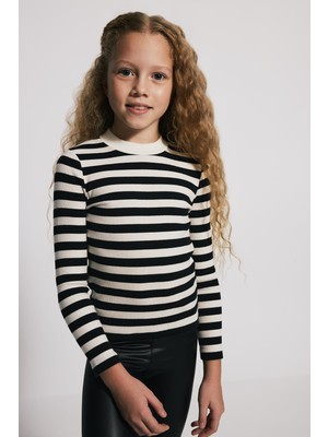 Babokah (Kids Girl) Dik Yaka Çizgili Uzun Kol T-Shirt