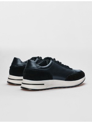 Cabani Hakiki Deri Lacivert Bağcıklı Erkek Spor Ayakkabı