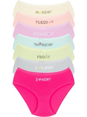 New Lilla 007 Kız Çoçuk Mix Color 7'li Paket Baskılı Külot V2