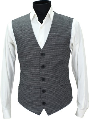 Mentor Regalo Erkek Yelek V Yaka Siyah Desenli 50581