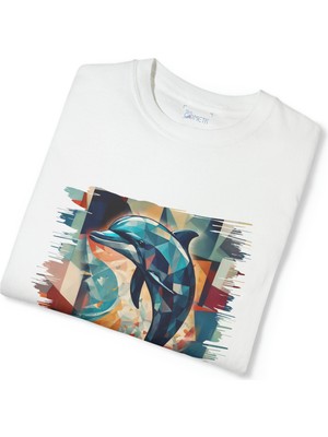Blue Cometis Yunus Balığı Tasarımlı Unisex T-Shirt