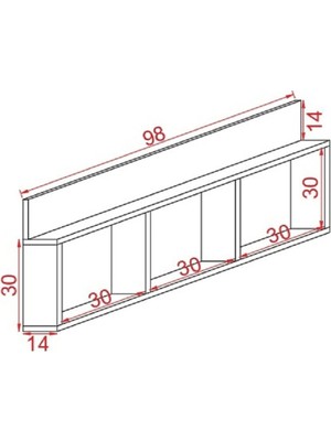 Tree World Hşap Masif 3 Gözlü Duvar Rafı Dekoratif Tasarım Kitaplık Aksesuar Rafı