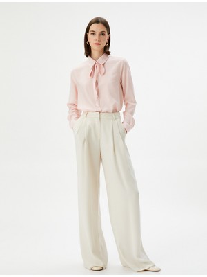 Koton Uzun Kollu Gömlek Düğmeli Bağlamalı Yaka Viskon