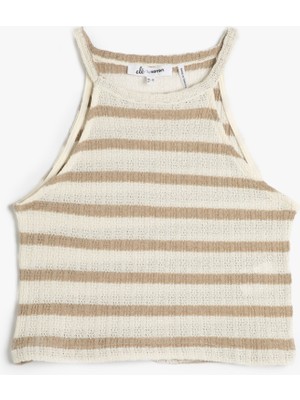 Koton Crop Halter Yaka Üst Kroşe Slim Fit