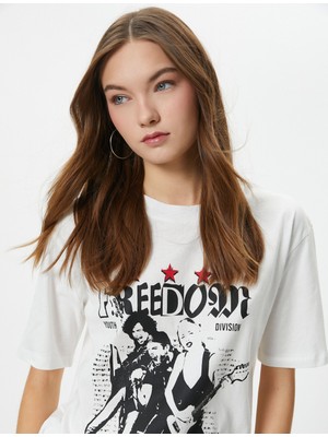 Koton Müzik Temalı Baskılı Tişört Kısa Kollu Pamuklu