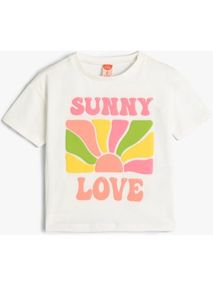 Koton Tişört Slogan Temalı Baskılı Kısa Kollu Pamuklu