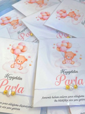 Loya Pink Loyapink Kişiye Özel Hediyelik Şans Bilekliği Yenidoğan, 6 Ay, Mevlit, Bebek, Doğum Günü Hediyesi 25 Adet