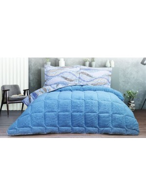 Bella Home Bir Yüzü Battaniyeli Çift Kişilik Uyku Seti Claro Mavi