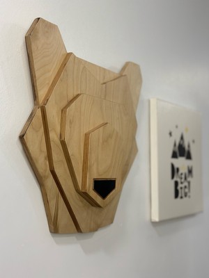 Woodhub Iskandinav Tarzı Duvar Tablosu, Bear, Ahşap Doğal Pano,wood Wallart